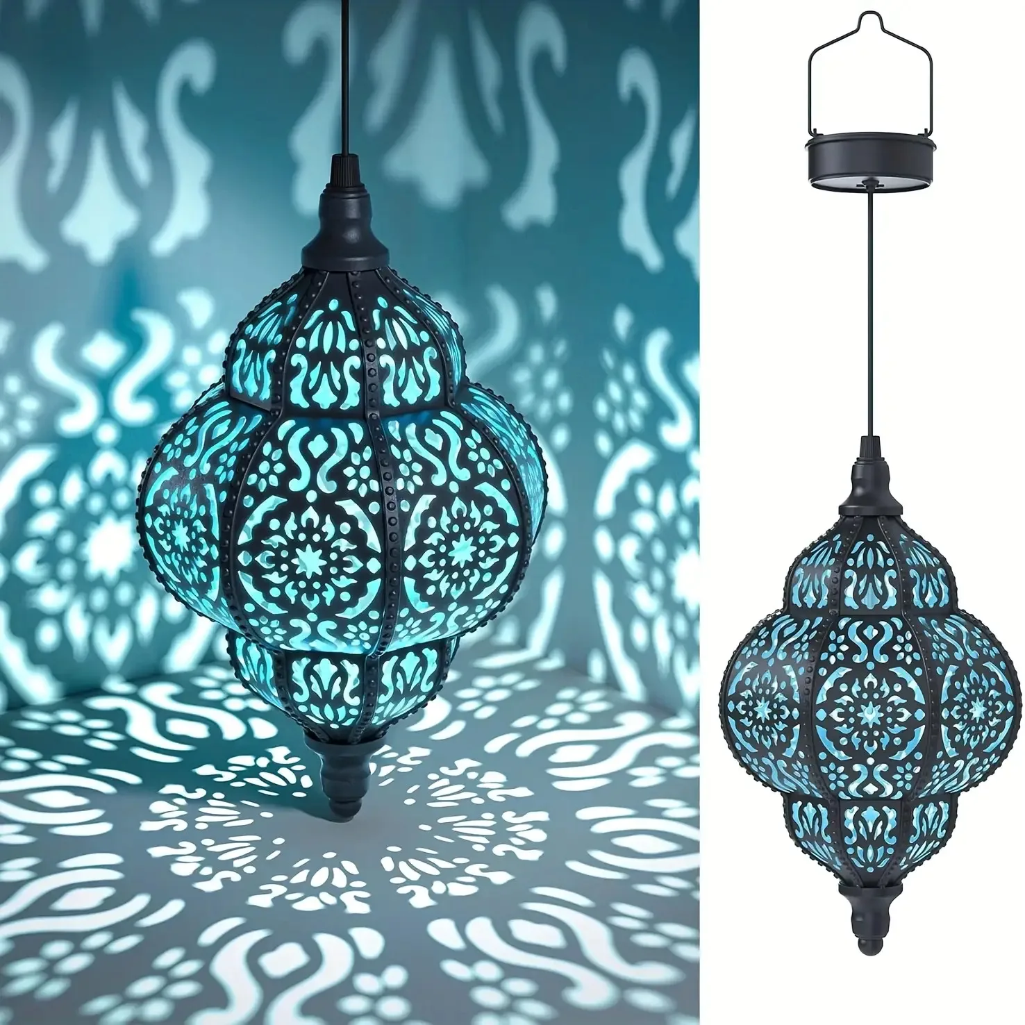 Solar Lamps 27.17 Inch Hanging Lantern Metal Light Fixture Outdoor for Garden Patio Porch Lawn Deck Removable Solar Panel Oil Rubbed End Ceiling Pendant Installation