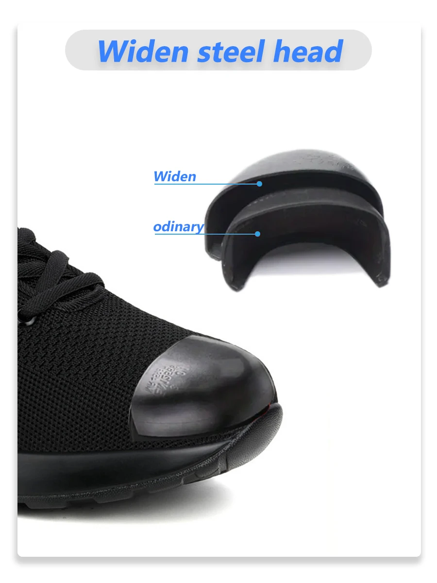 Unisex Safety Shoes Work Boots Summer Solid Color Lightweight Breathable Steel Toe Anti-Smash Indestructible Work Sneakers Puncture Proof Industrial Protective Labor Footwear For Construction Warehouse Logistics Workshop - Image 6