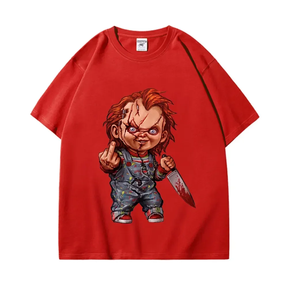 Horror Chuck Pattern T-shirt Women's Gothic Fashion Short sleeved T-shirt Summer High Quality T-shirt Street Clothing - Image 4