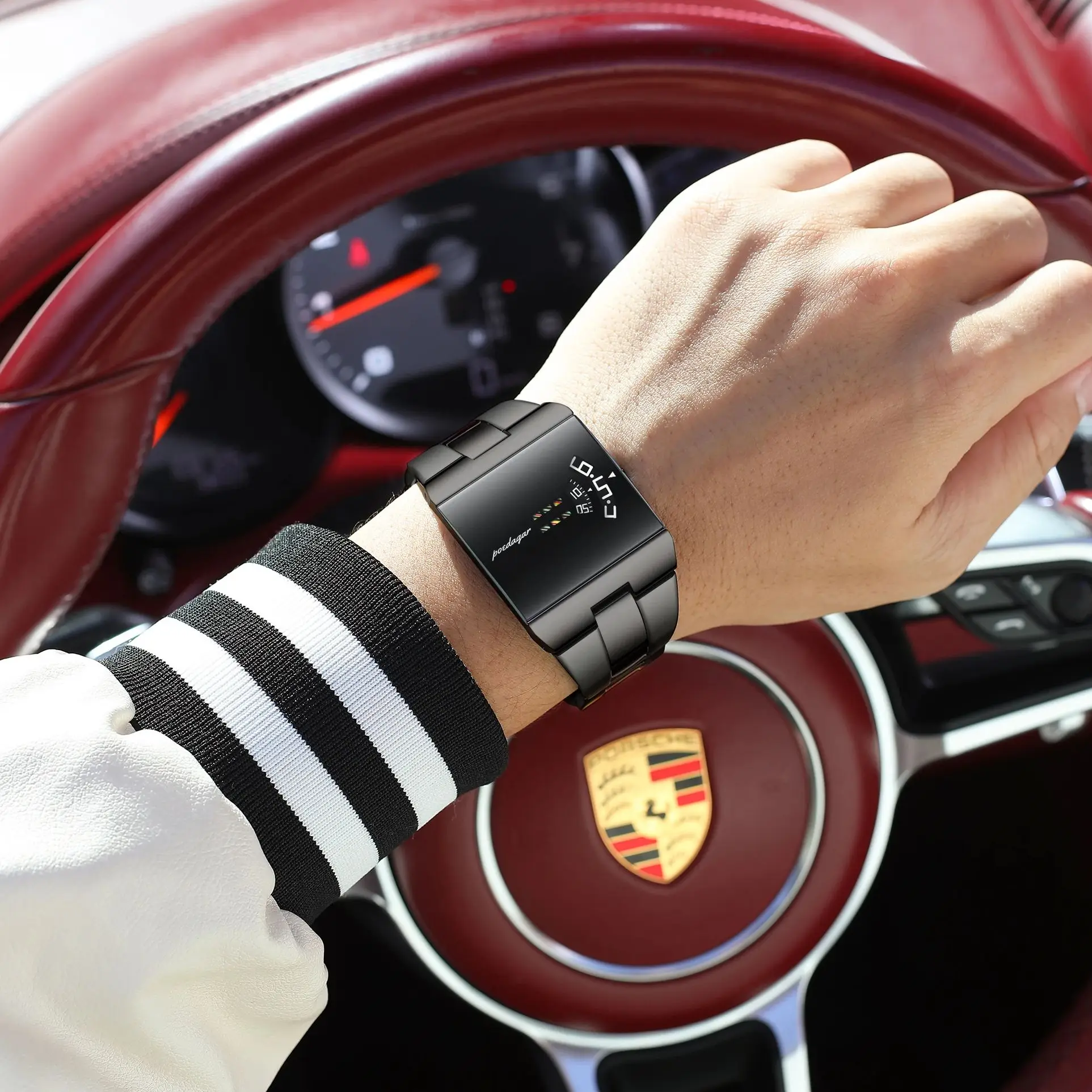 POEDAGAR Top Casual Man Wristwatch Waterproof Fashion Men Watch Rectangle Stainless Steel Quartz Sports Men's Watches Male Reloj - Image 4