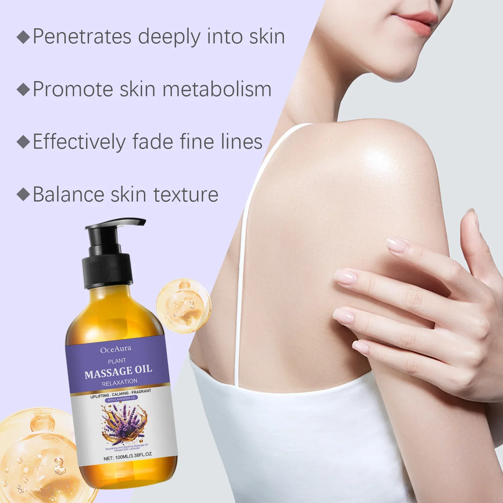 Lavender Essential Oil Relief Stress Improve Sleep Spa Moisturizing Comfortable Calming Nourishing Body Relaxing Massage Essence - Image 5