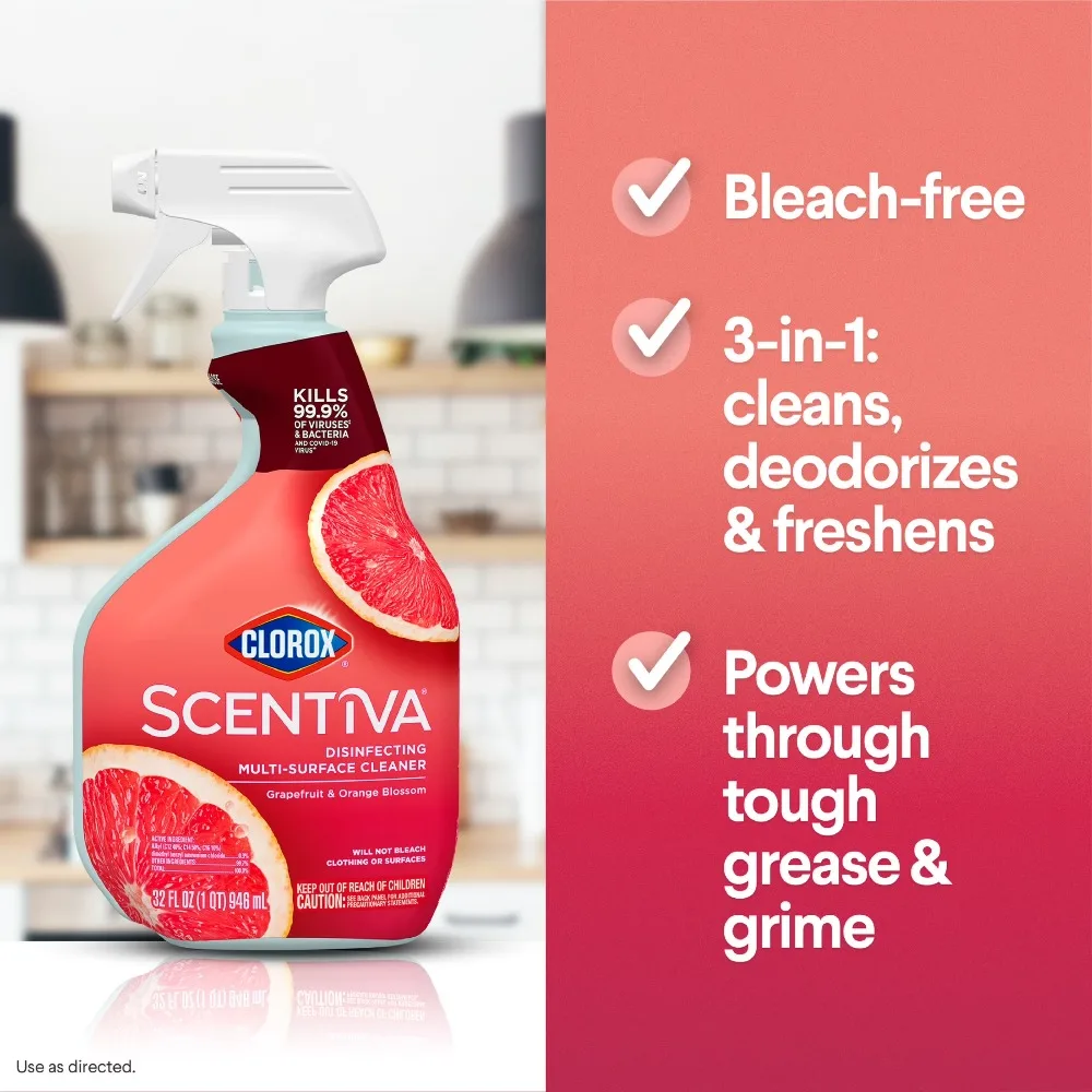 Clorox Scentiva Bleach-Free Multi-Surface Cleaner Spray, Grapefruit & Orange Blossom, 32 fl oz - Image 6