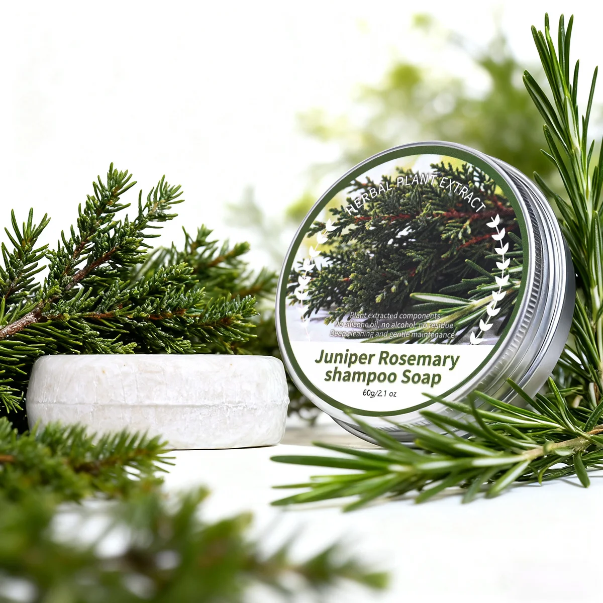 Natural Plant Extract Juniper Rosemary Essence Solid Hair Care Soap Bar Moisturizing Oil Control Shampoo 60g