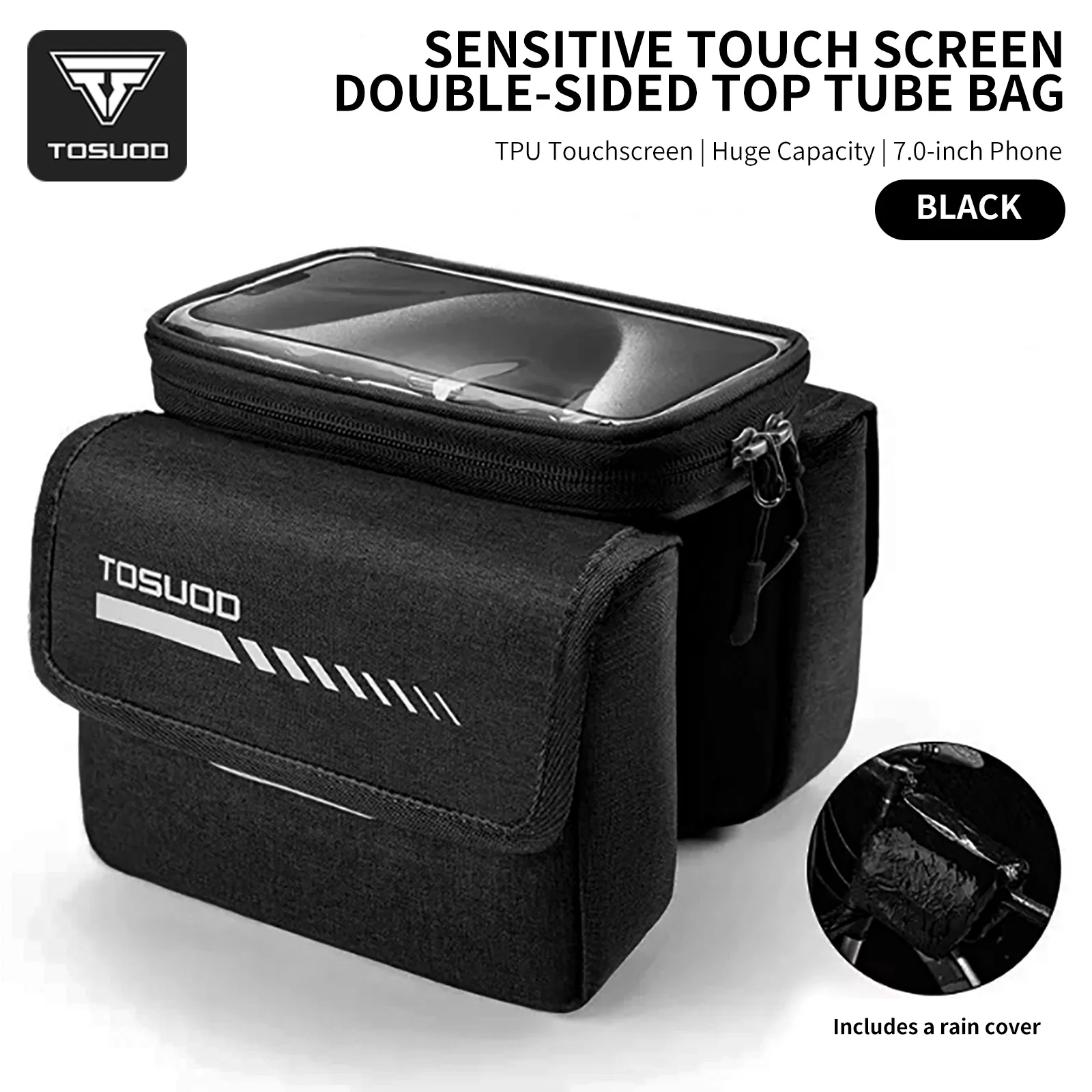 TOSUOD Bicycle Handlebar Saddle Bag Portable Waterproof Large Opening Fast Installation Bike Bag For MTB Road Bike