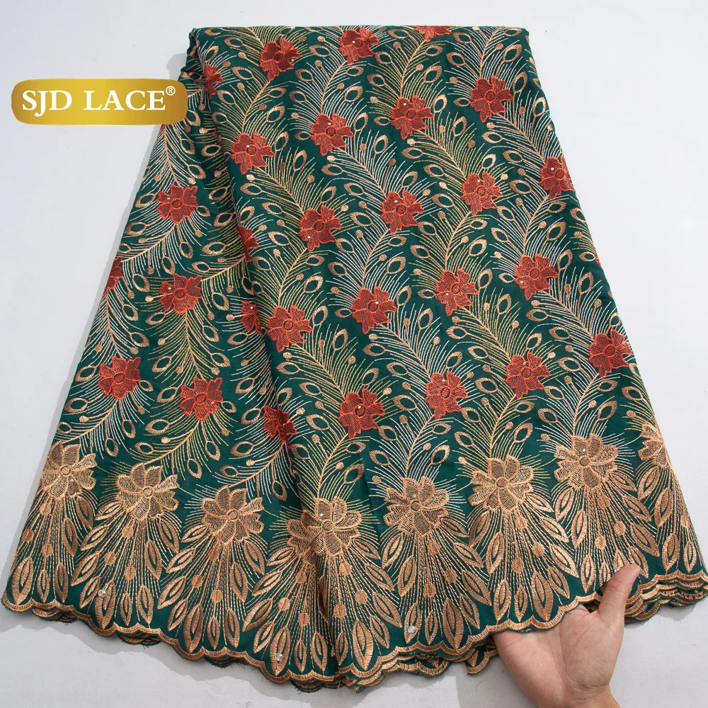 SJD LACE African Nigerian Cotton Lace Fabrics 5Yards 2026 High Quality Embroidery Swiss Voile Lace for Women Party Dresses 4016