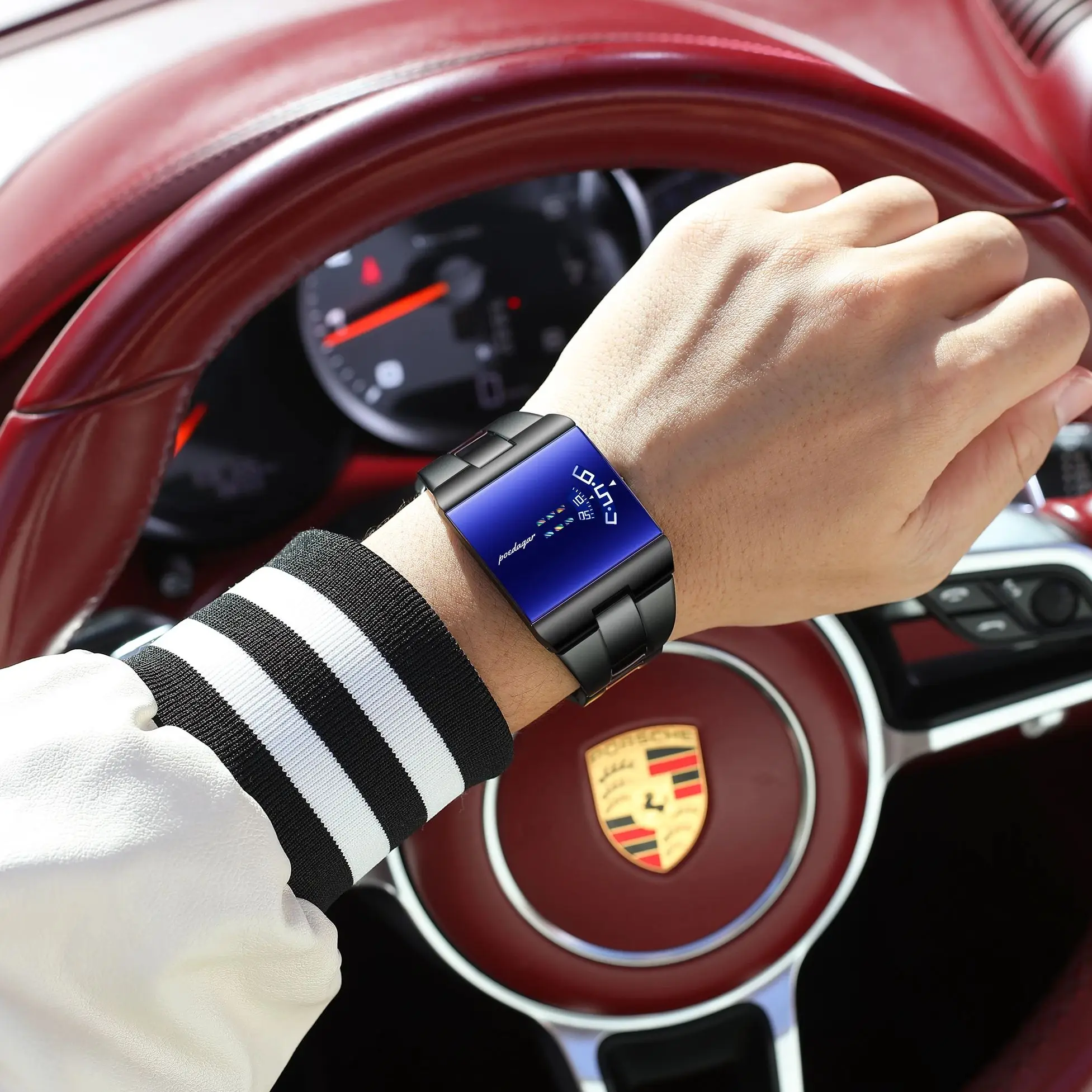 POEDAGAR Top Rectangle Original Men Watch Waterproof Fashion Man Wristwatch Stainless Steel Quartz Sport Men's Watches+Box Reloj - Image 4