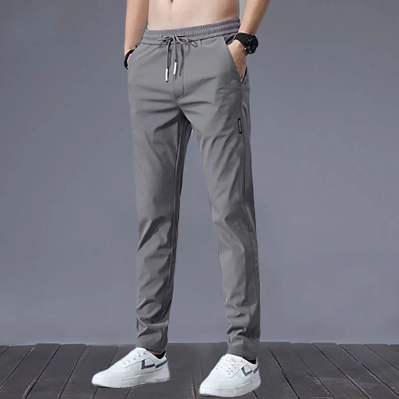Hot Men's Casual Pants Chinos Elastic Cotton Seluar Long Trousers Khaki Black Pants for Men - Image 2