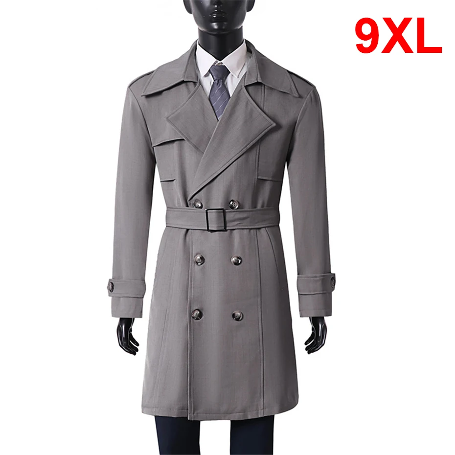 Long Windbreaker Jacket Men 9XL Plus Size Coat Jacket Spring Autumn Smart Casual Jackets Male Big Size 9XL