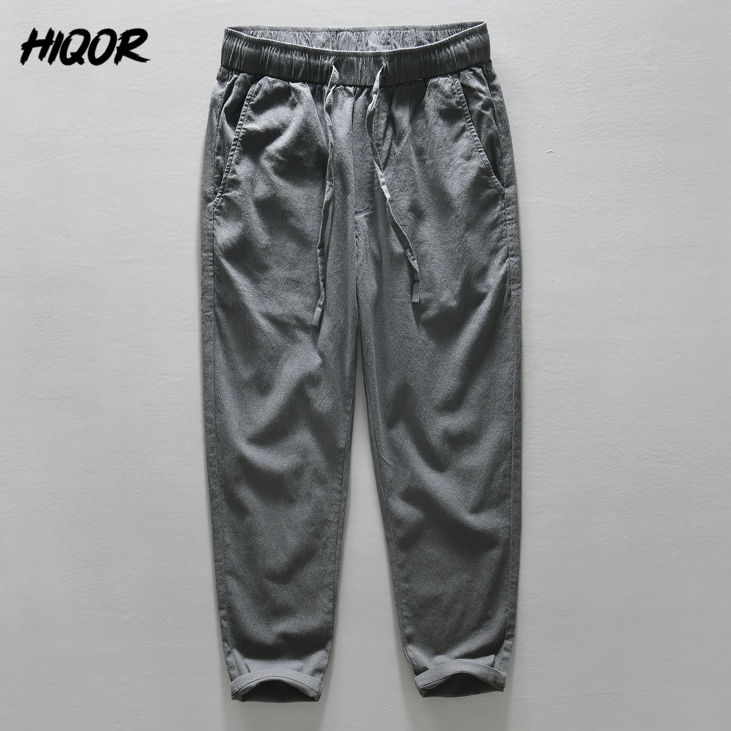 HIQOR Men's Clothing Casual Cotton Linen Chino Pants Men Thin Baggy Cotton Sweatpants Male Sport Jogger Straight Work Trousers - Image 3