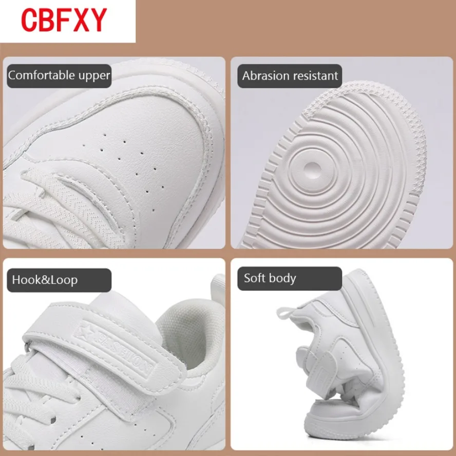2026Children Sneaker Boys Casual Shoes Black Leather Flat Student Walking Shoes Non-slip Girl Lightweight Sports Tennis Footwear - Image 2