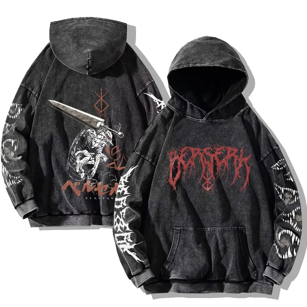Gothic Vintage Washed Hoodies Teeth Funny Printed Sweatshirts Harajuku Retro Long Sleeve Pullover Men Women Y2k Oversized Hoodie - Image 4