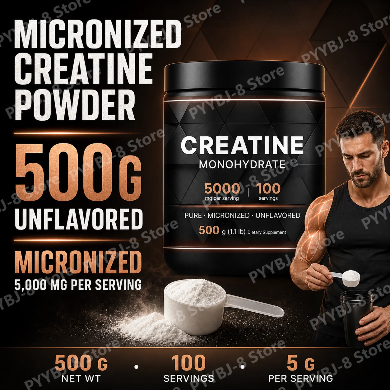 Creatine Monohydrate Powder Micronized Unflavored Training Performance Support Energy Endurance Strength 500 G(1.1lb)