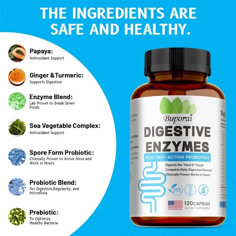 Digestive Enzymes Supplement - Digestion and Intestinal Health for Adults Men and Women, Promotes Nutrient Absorption - Image 3