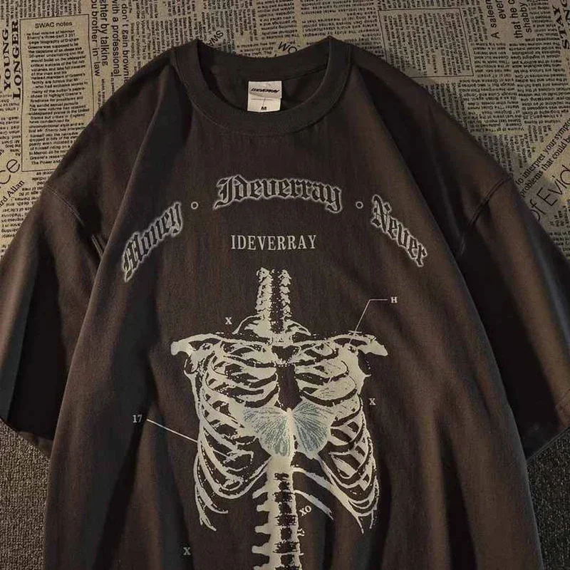 Grunge Aesthetic Women T Shirt Goth Skeleton Print Short Sleeve FemaleT-Shirts Dark Fashion Streetwear Graphic Tee Unisex Tops - Image 3