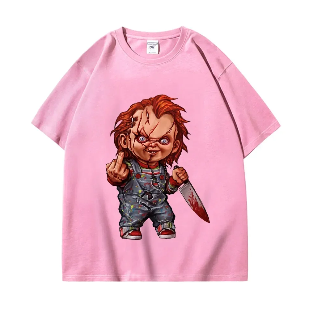 Horror Chuck Pattern T-shirt Women's Gothic Fashion Short sleeved T-shirt Summer High Quality T-shirt Street Clothing - Image 3