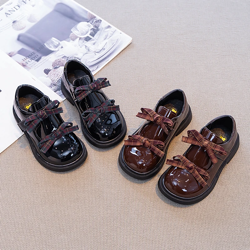 Girls Mary Jane Shoes Plaid Bow 2026 Spring Autumn Children School Uniform Leather Shoes Princess Wedding Party Dress Kids Flats - Image 6