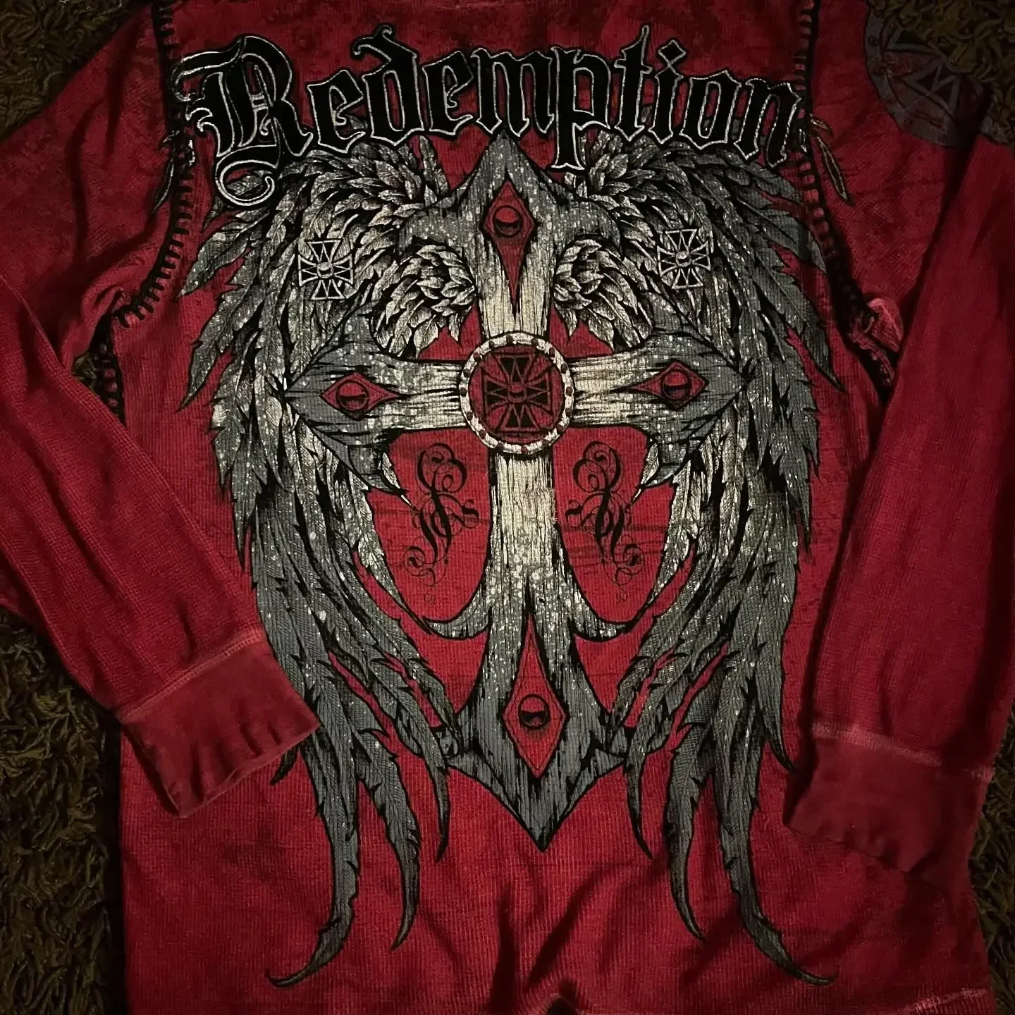 New Long sleeved Affliction T shirt Y2K Hip Hop Round Neck Oversized T shirt Mens Womens Casual Gothic Clothing Tops Streetwear - Image 2