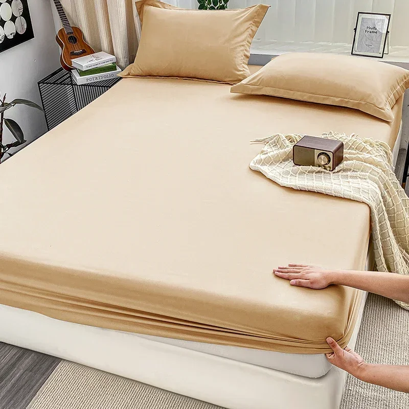 Premium Solid Color Brushed Fitted Sheet,Ultra-Soft Sateen Weave for Cozy Nights - Hypoallergenic and Easy Care Bedding - Image 5