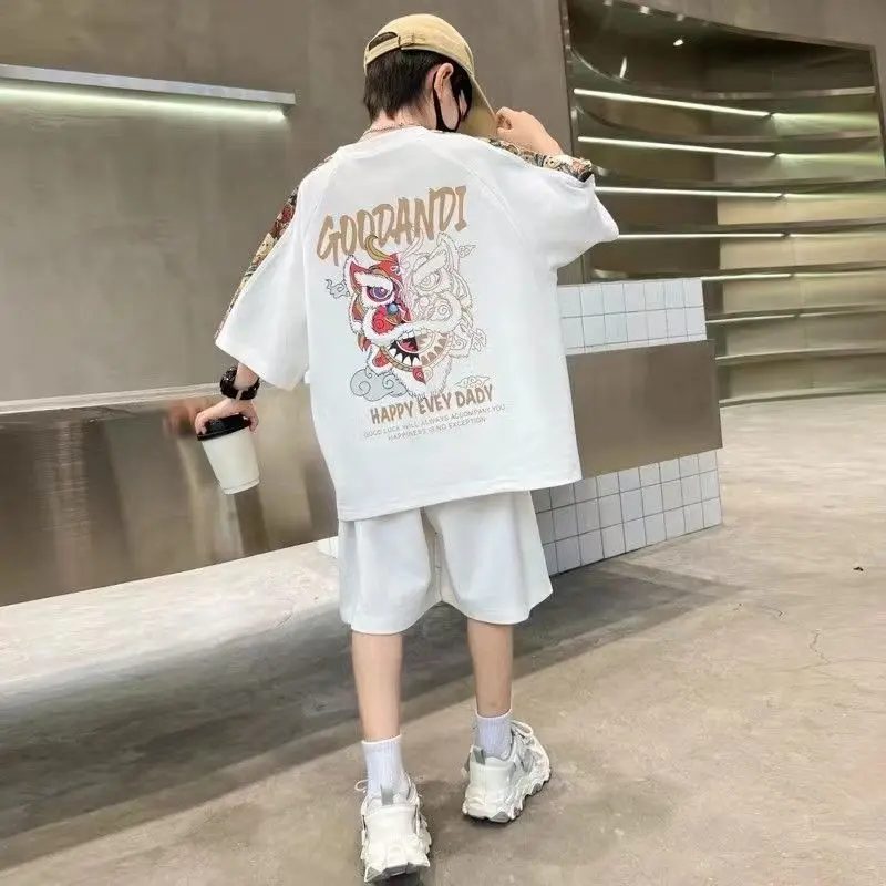 Plus Size Children's Clothing Boys From 4 T-shirts 7 12 Years Baby Summer Clothes Kids Boy Suit 2025 Top Outdoor Korean T-shirt - Image 5