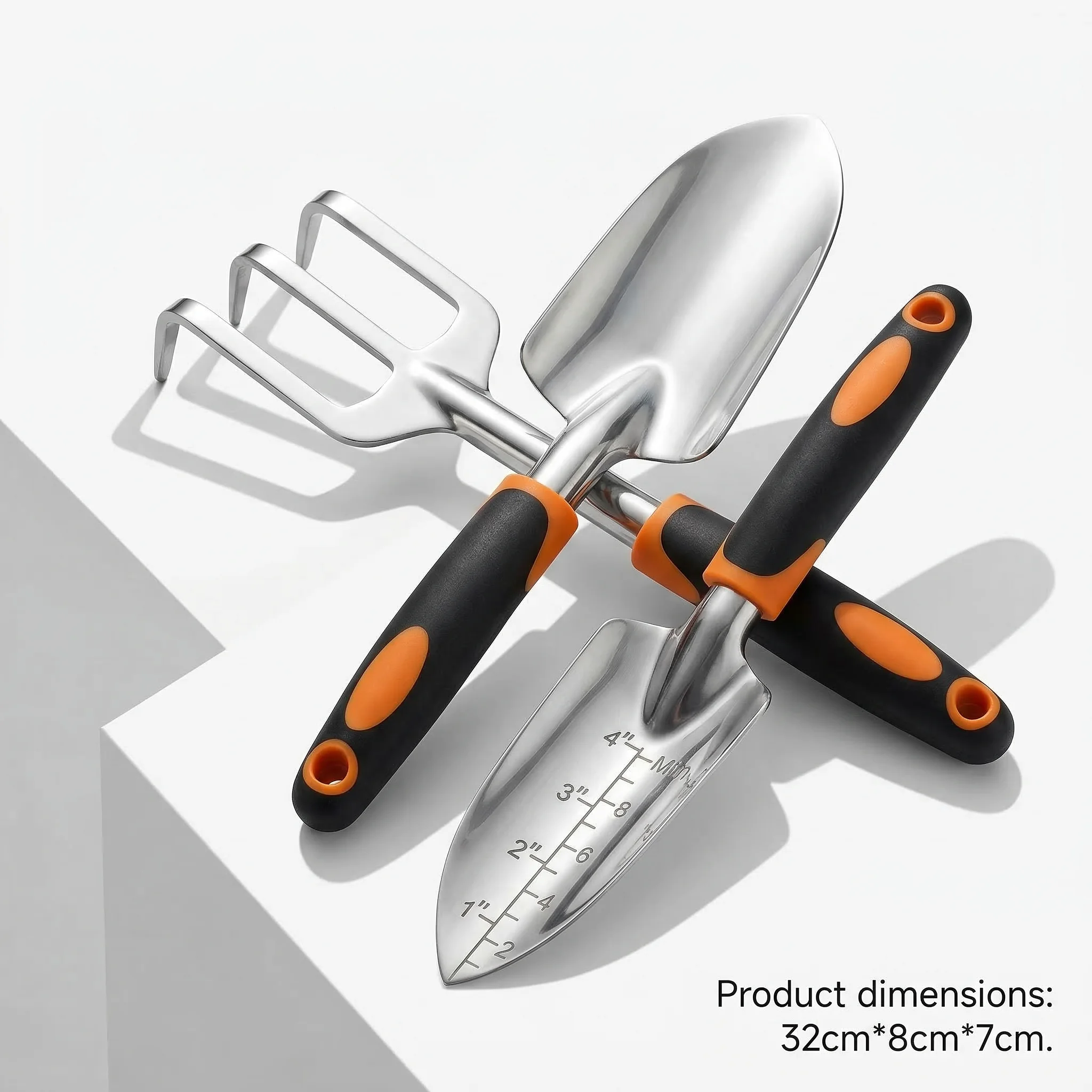 3-Piece Heavy Duty Garden Tool Set - Ergonomic Non-Slip Handle, Includes Trowel, Fork & Transplanter, Rust-Proof Aluminum