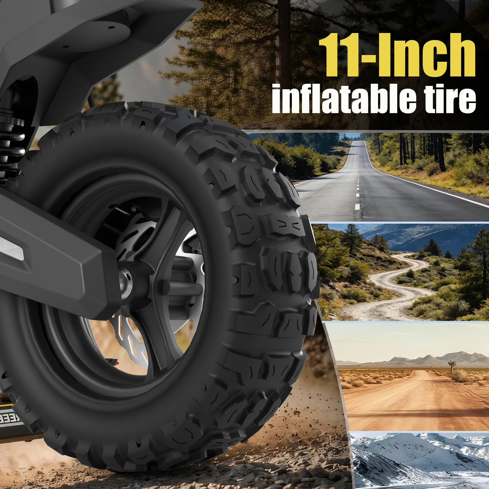 FREEBOY J2MAX 1200W Off Road Electric Scooter for Adults, 34mph Top Speed, 31miles Long Range, 11'' Pneumatic Tire, Dual Disc Brake - Image 4