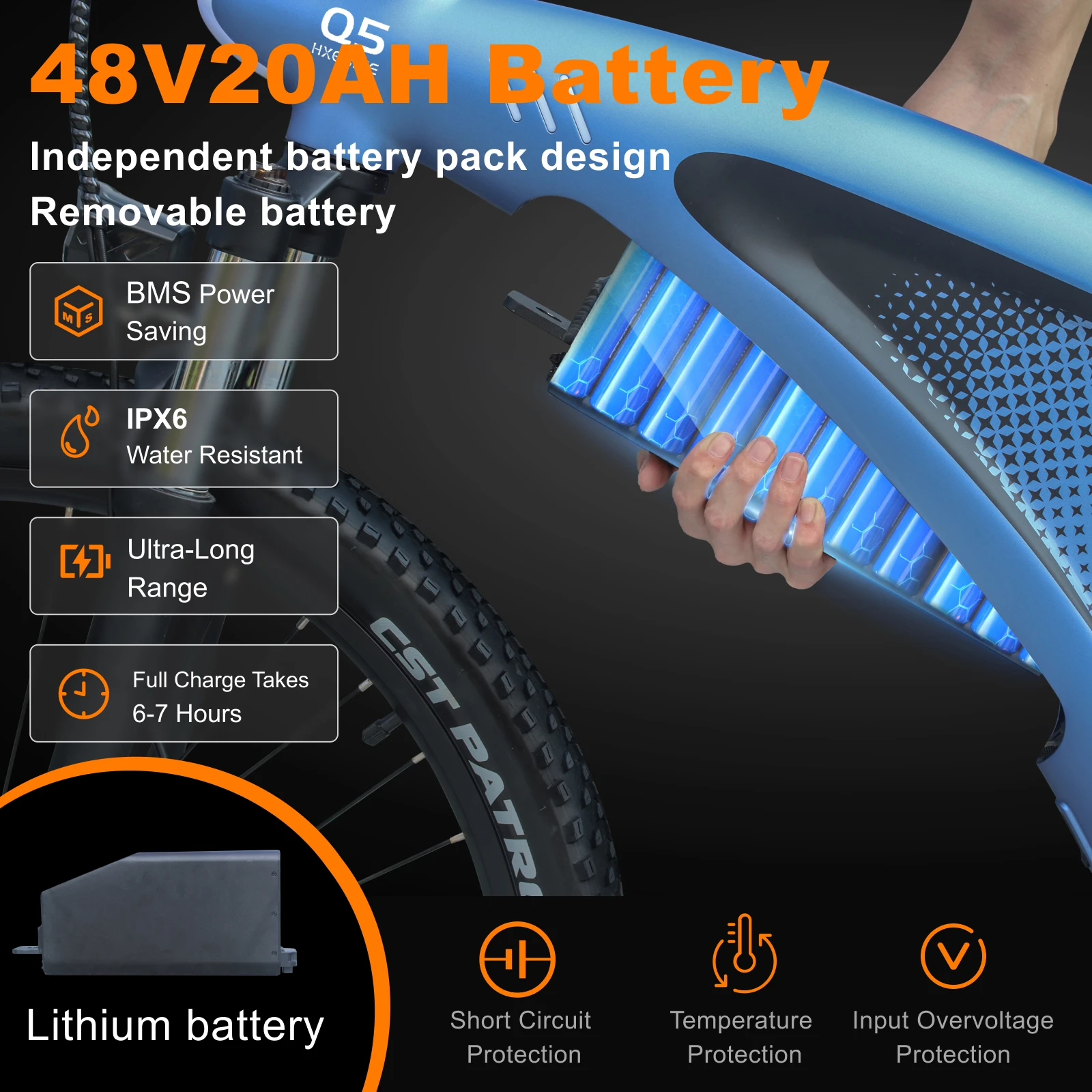 HX Q5 E Bike 2000W Adults Electric Bike 2000W 48V 20AH 27.5 Inch Electric Bicycle City E Bikes Mountain E Bikes - Image 5