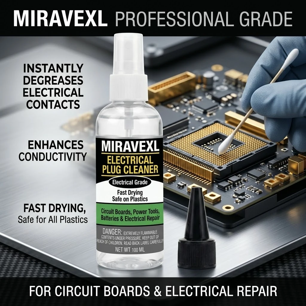 Fast-Drying Electrical Contact Cleaner Spray MIRAVEXL, Degreaser for Automotive Plugs, Circuit Board Electronic Maintenance