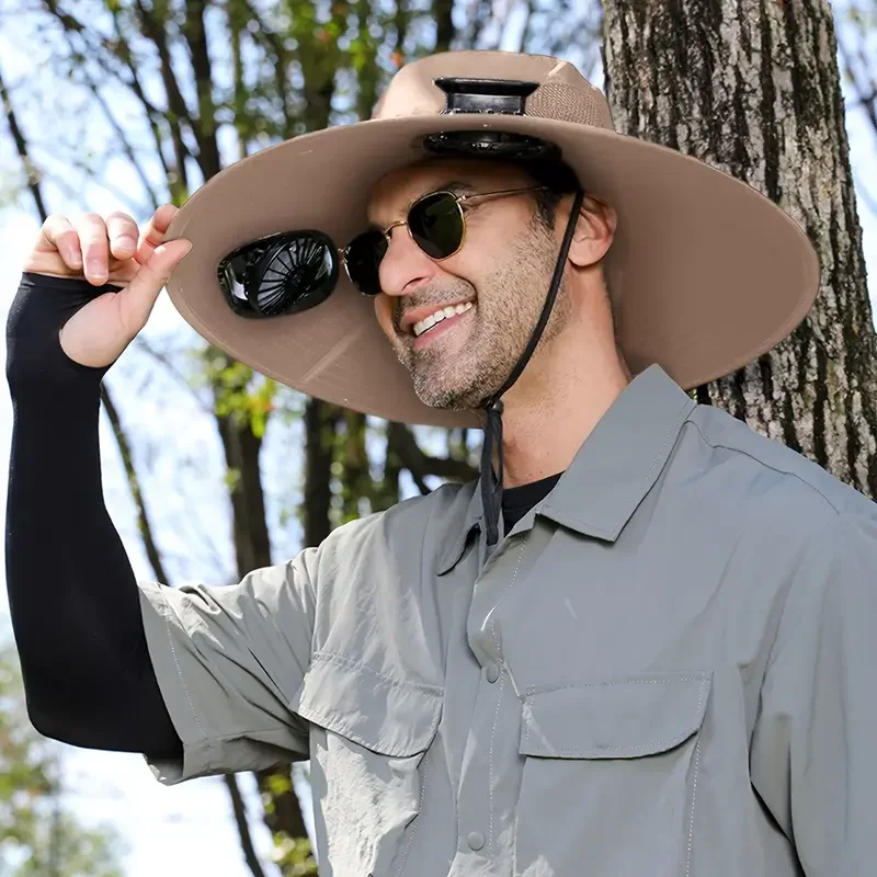 Mens Quick Dry Bucket Hat Large Size Sun Hat with Solar Powered Fan USB Rechargeable for Outdoor Hiking Camping Fishing Activity - Image 4