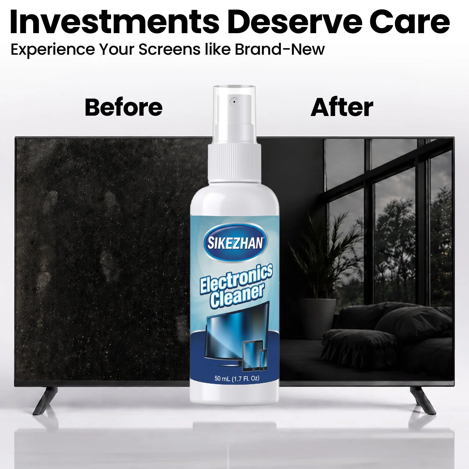 All-in-One Screen Mist Cleaner with Washable Cloth; Portable Spray for Car Touchscreen, Smart TV & Computer; Safe & Eco-Friendly