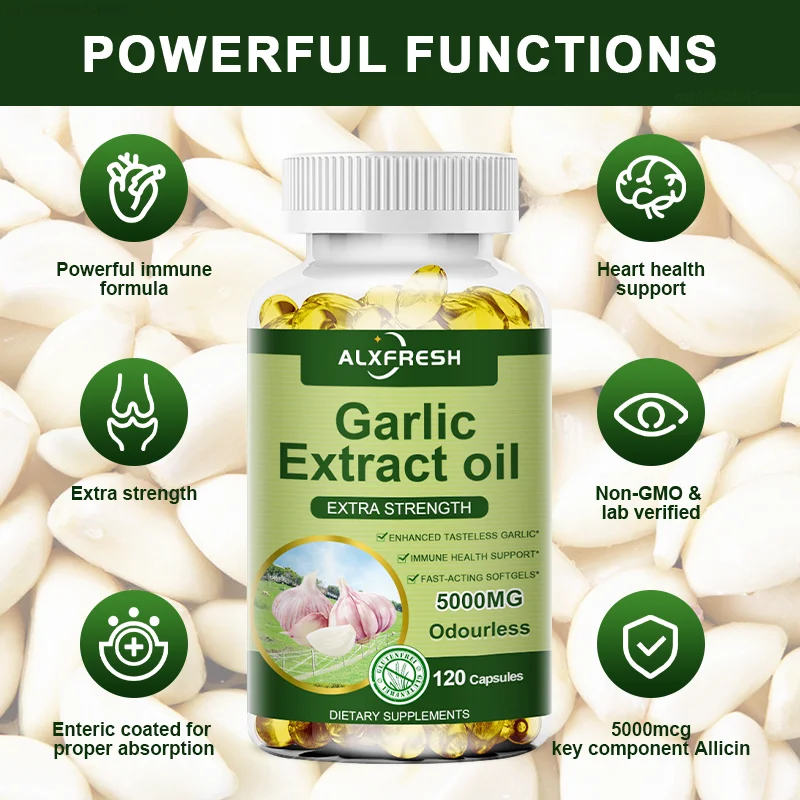 Alxfresh Organic Garlic Extract Capsule for Cardiovascular Health Increase Glutathione Level Cellular Detox Support Immune - Image 2