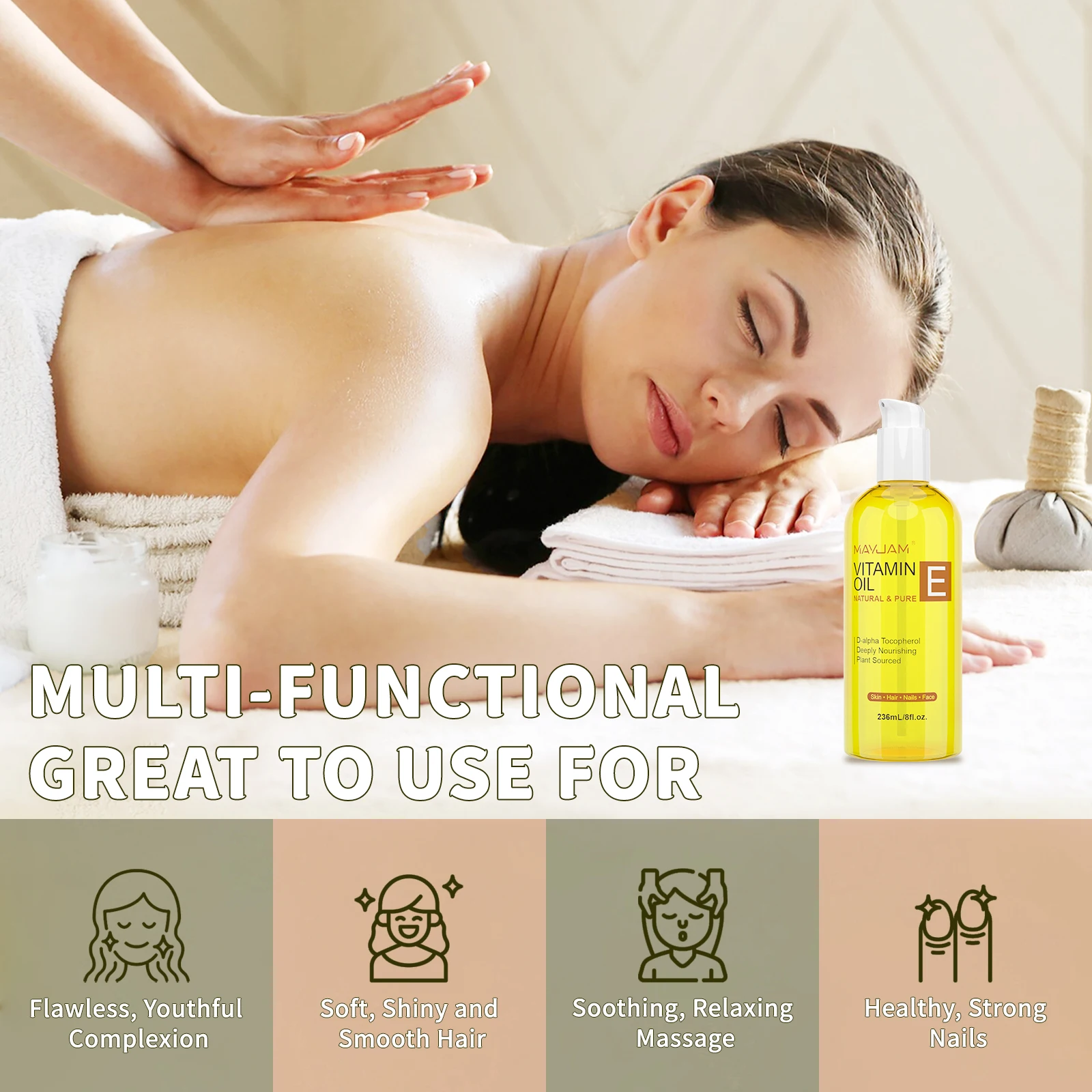 MAYJAM Vitamin E Oil Pure Natural Oil for Face and Skin Care Body Massage Oil for Body Care 118ml 236ml Essential Oil Moisturize - Image 6