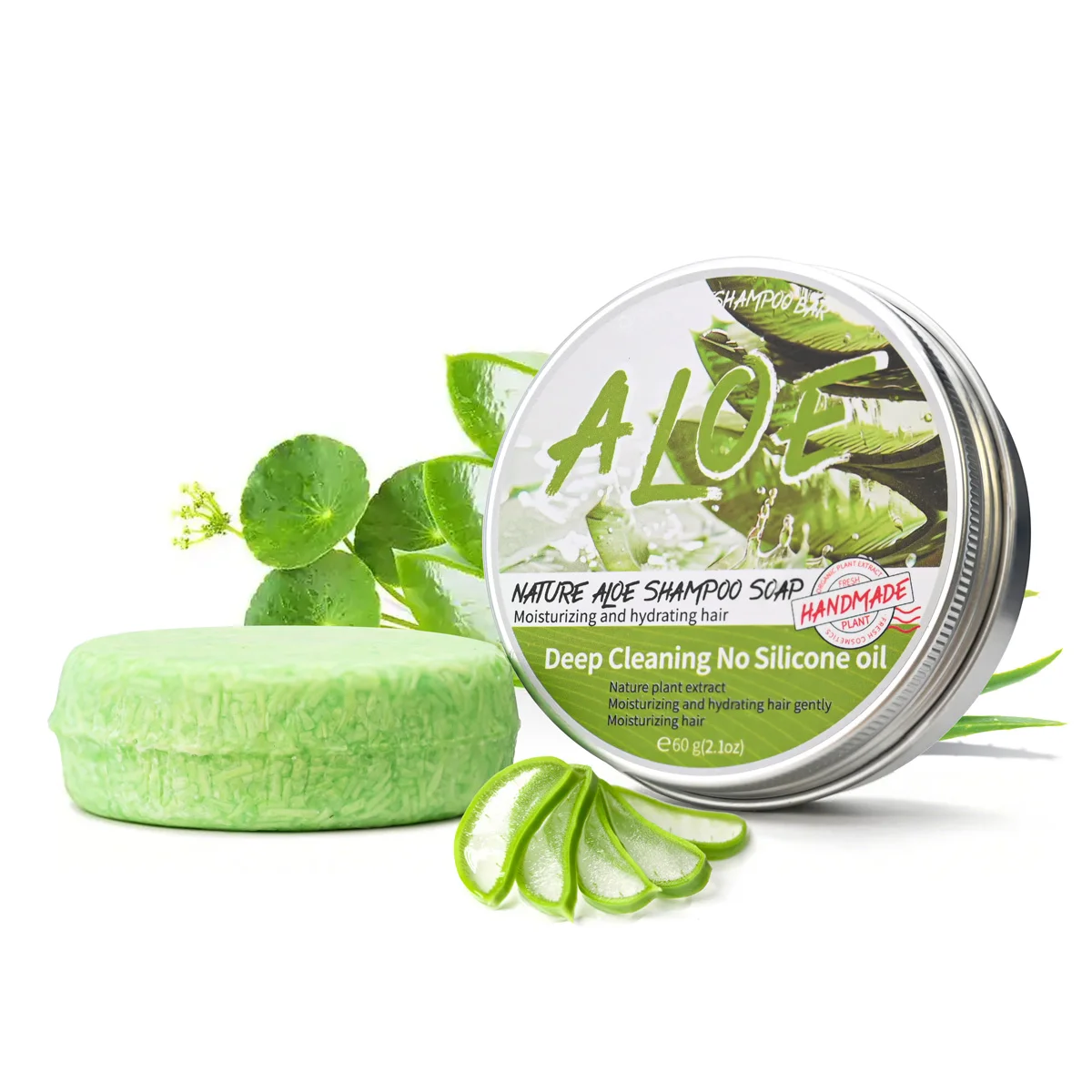 LH-60g Nature Plant Aloe Solid Shampoo Refreshing Oil Control Shampoo Bar Extraction Dandruff Shampoo Lemon Soap