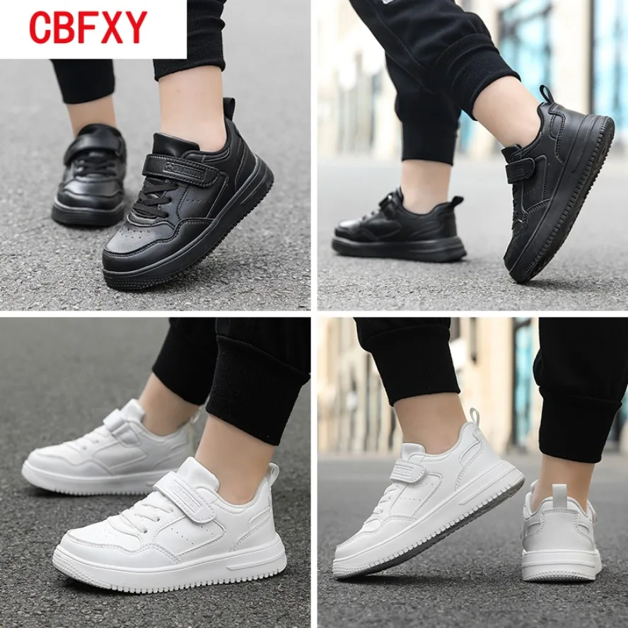 2026Children Sneaker Boys Casual Shoes Black Leather Flat Student Walking Shoes Non-slip Girl Lightweight Sports Tennis Footwear - Image 4