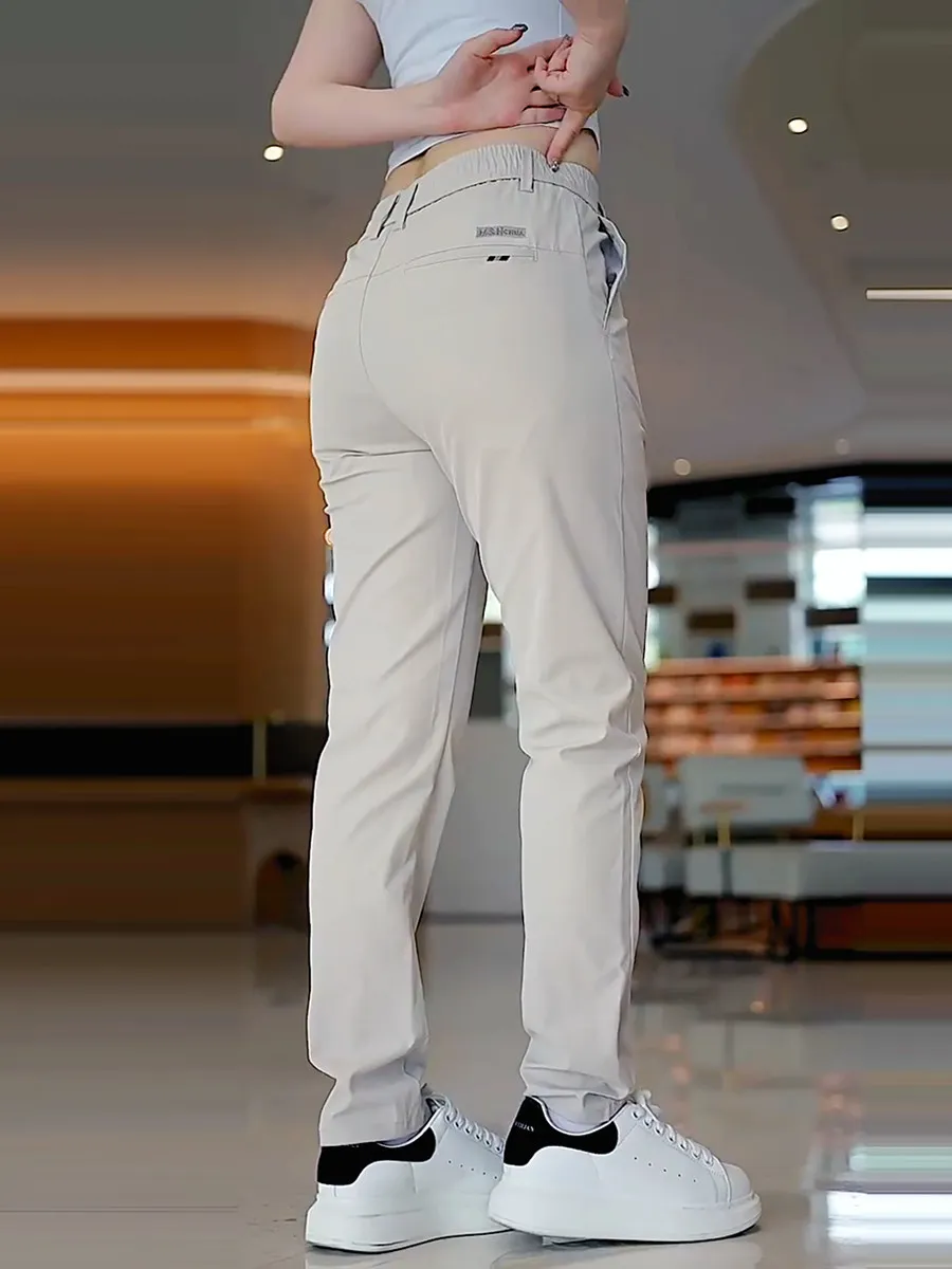 Summer Thin Men's Casual Pants Twill Fabric Elastic Waist Business Slim Straight Khaki Chino Work Trouser Male Brand Clothing - Image 6