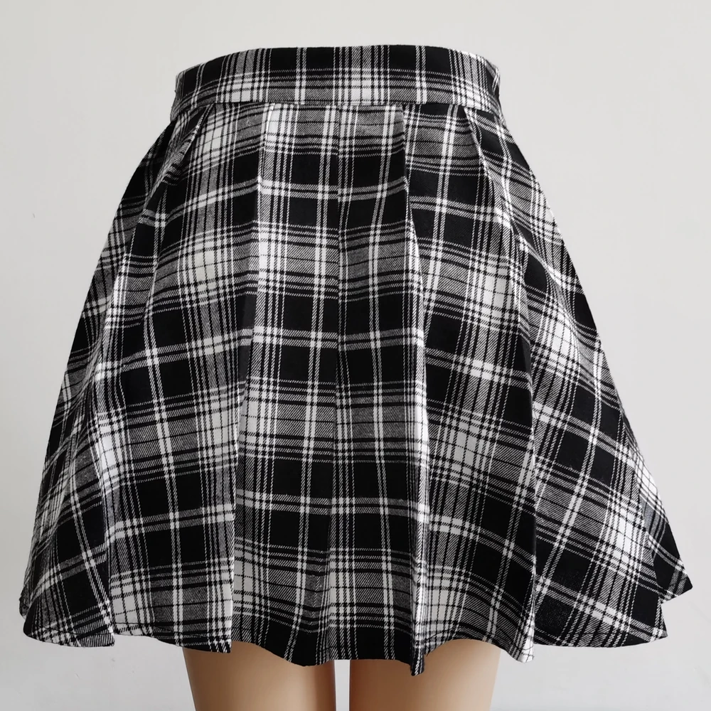Gothic Sweet Women Pleated Skirt Fashion Plaid Mini High Waist Chic Skirt Kawaii Summer Casual Ladies Plaid Pleated Skirt - Image 3