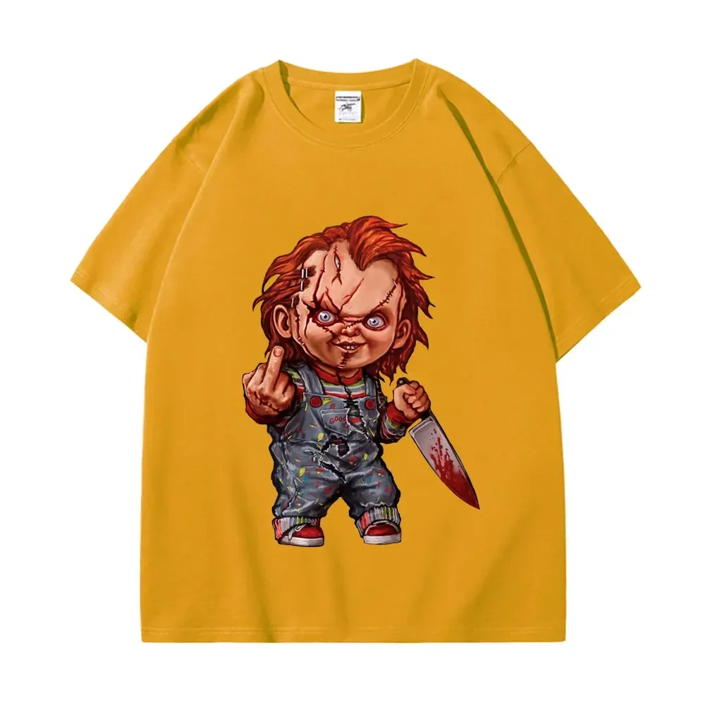 Horror Chuck Pattern T-shirt Women's Gothic Fashion Short sleeved T-shirt Summer High Quality T-shirt Street Clothing - Image 6