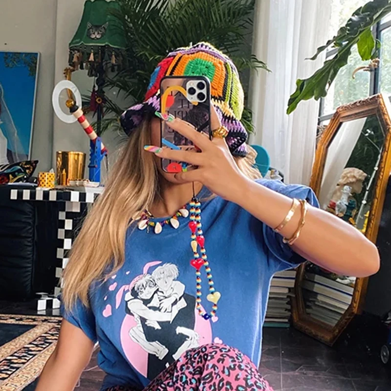 Winter Colorful Handmade Basin Hat Women Men Crochet Bucket Hat Panama Cap Rainbow Flower Knitted Hat Korean Style Beanies - Image 6