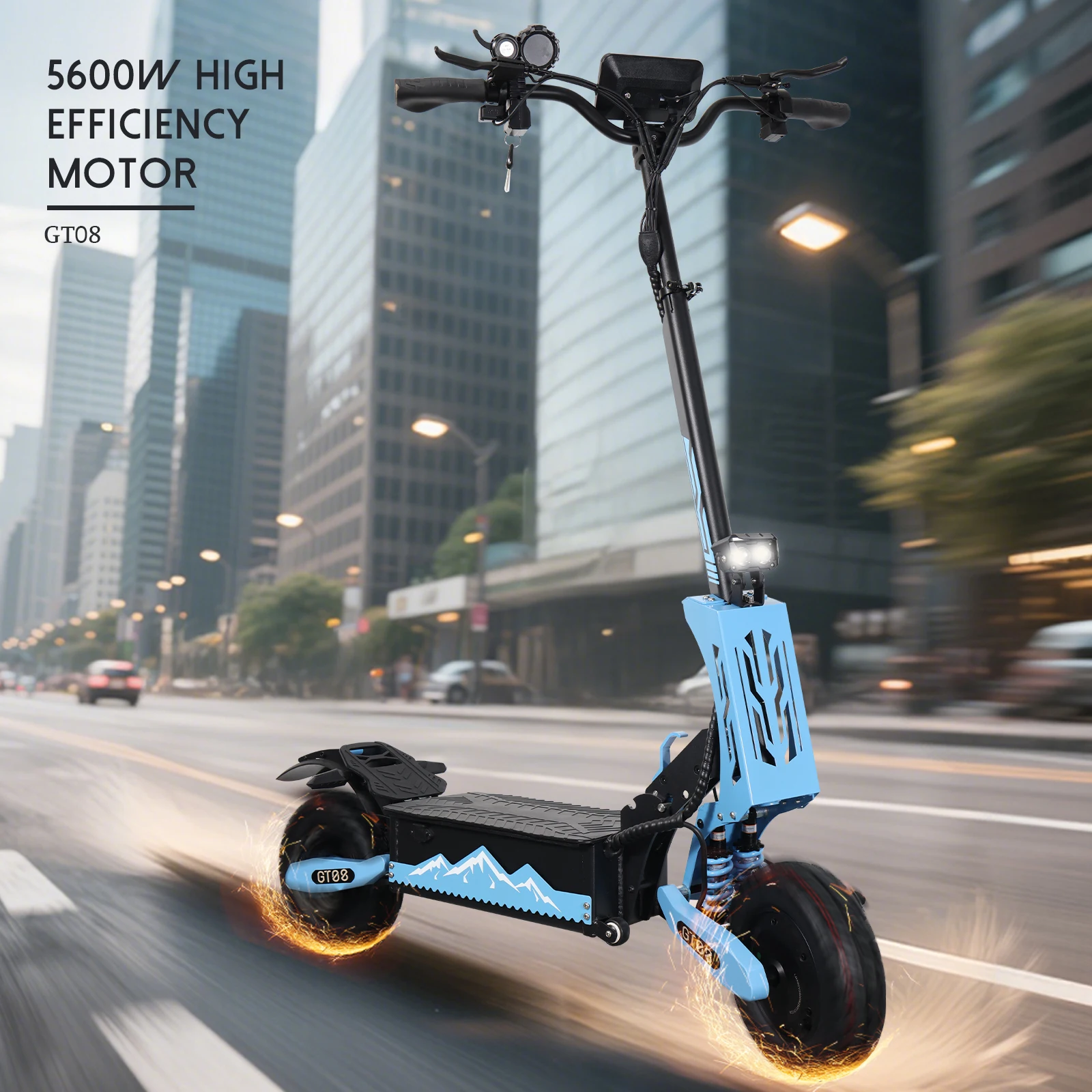 Arwibon 5600W Adult Electric Scooter Dual Motor Top Speed 46MPH, 60V27AH, 11-inch Off-Road Tires Sport Folding E-Scooter with Seat - Image 6