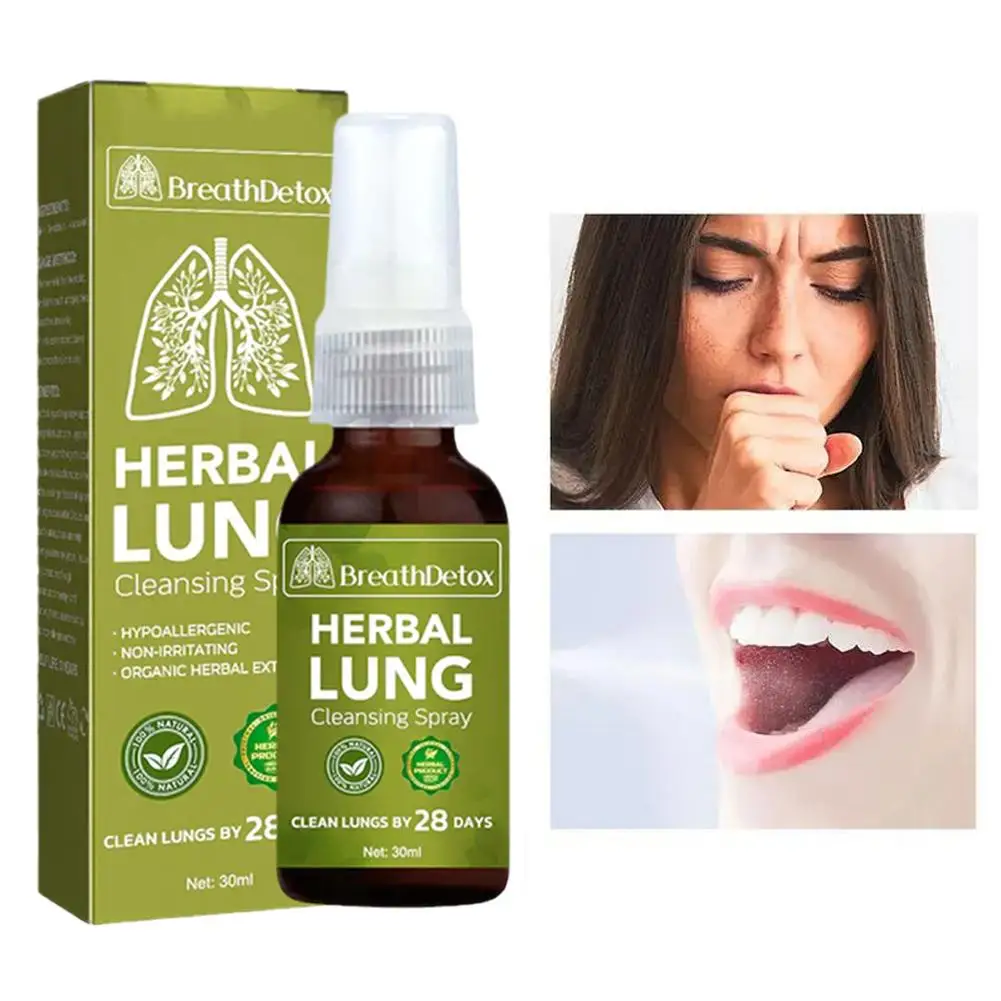 Lung Herbal Cleansing Spray Smokers Clear Nasal Mist Alleviates Mucus Buildup Clear Throat Respiratory Care Breath Spray 30ML