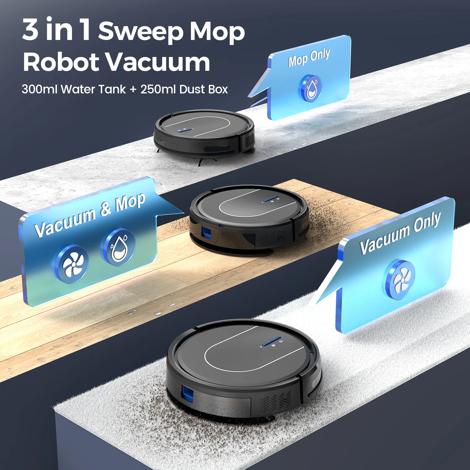 INSE Robot Vacuum Cleaner 3-in-1 Sweep Mop Vacuum Cleaner 5000Pa Strong Suction with Auto-Return Charging Support Alexa/WiFi/App - Image 3