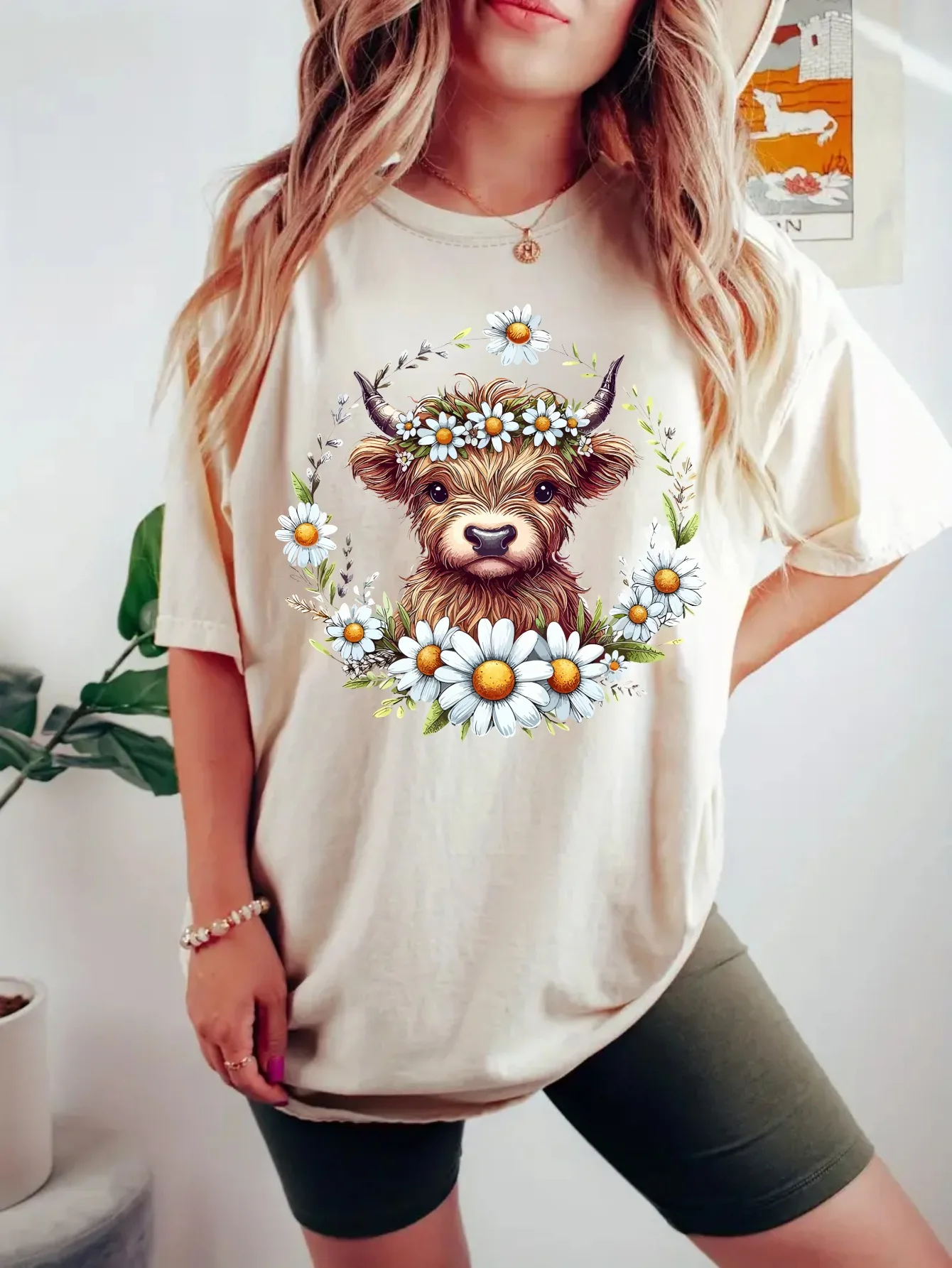 women's plus size tank top Cow With Daisy Wreath Suitable for sports and daily wear summer beach vacation tops womens clothes - Image 6