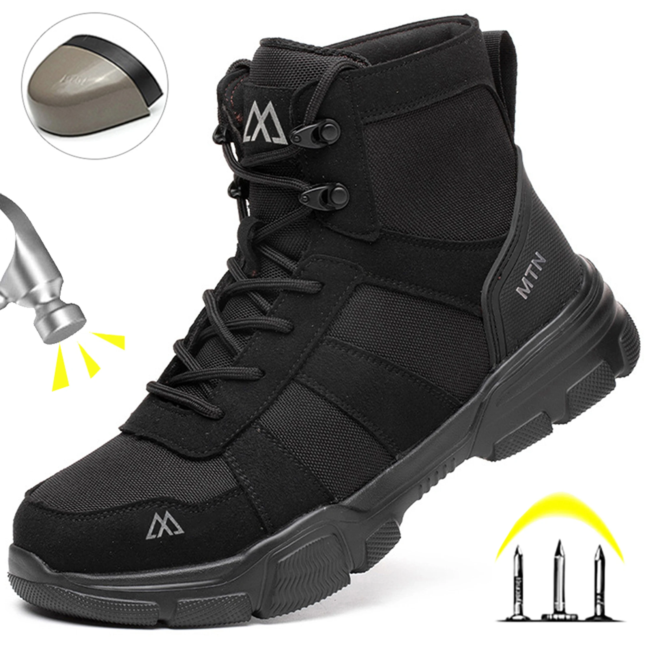 Lightweight Indestructible Steel Toe Safety Work Shoes Puncture Resistant Non Slip Tactical Work Sneakers for Men Women