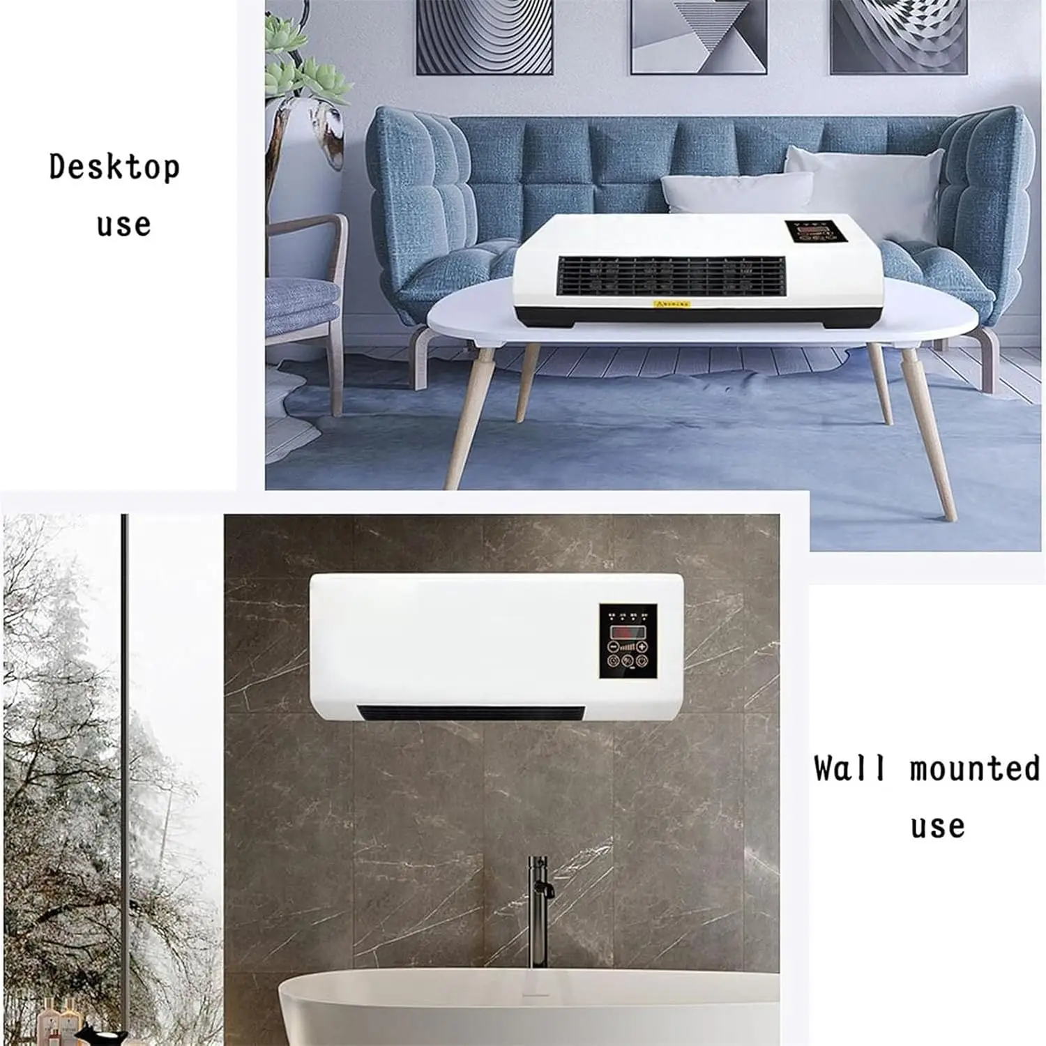 Wall Mounted Air Conditioner/Thermo Fan Heater - Portable 2000W Cooling and Heating Unit with Remote Control for Home Office and Bedroom, Smart Timing Feature - Image 6
