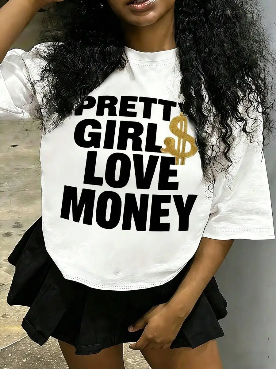 Tween Girl Cotten Clothes,Y2K-Inspired Letter Print T-Shir-Perfect For Spring/Summer/Fall,Fashion, Streetwear, Unisex, Men, Wome