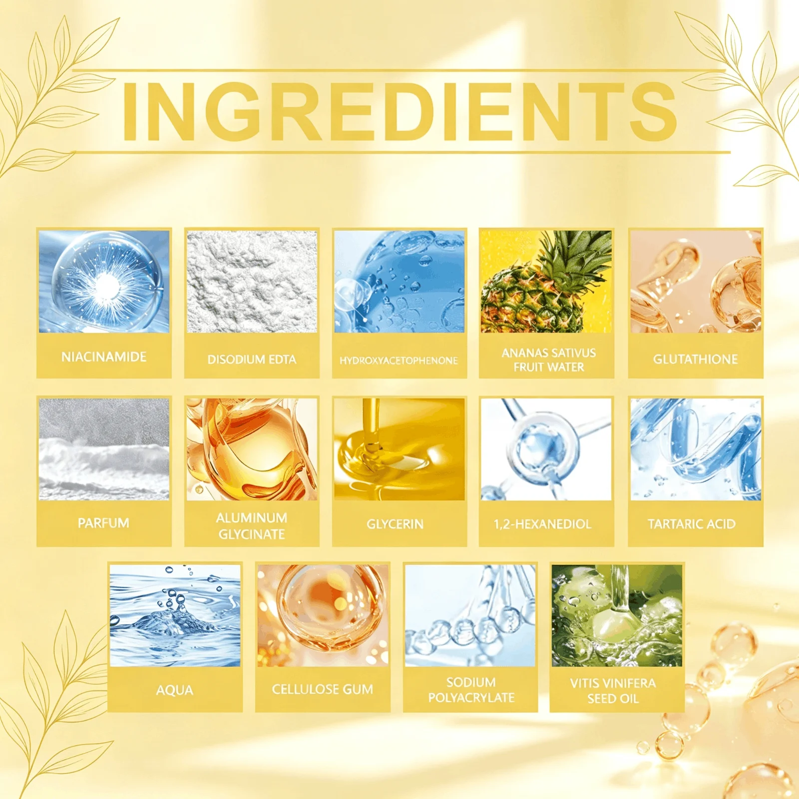 Collagen Niacinamide Facial Sheet Mask, Hoygi Radiant Mild Brightening Face Mask With Glutathione & Pineapple Fruit Water, Deep Moisturizing, Improve Dullness & Dark Spots, Hydrating Skin Care Mask For Daily Use - Image 6