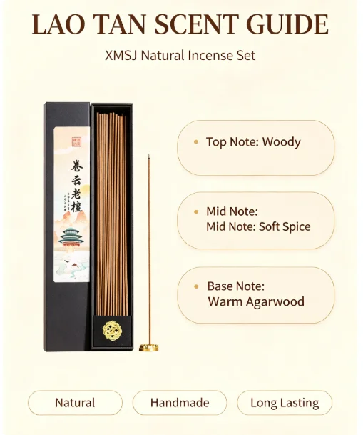 Trending Lao Tan Incense Set,Natural Sandalwood Agarwood Sticks 20g About 95 Sticks Warm Woody Scent for Home Meditation Yoga - Image 6