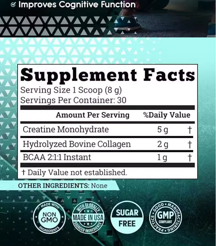 Creatine Powder--Monohydrate Powder with Collagen & BCAA -Unflavored Supplement,daily Sports Nutrition Supplement - Image 5