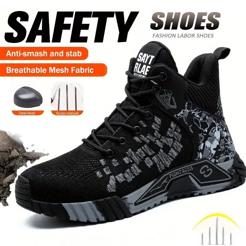 Wear Resistant Durable Steel Toe Work Shoes for Men Women Impact Resistant Steel Toe Cap Lightweight Comfortable Industrial Safety Sneakers All Seasons Construction Footwear Full Sizes Available Perfect Father’s Day Gift for Hard Workers