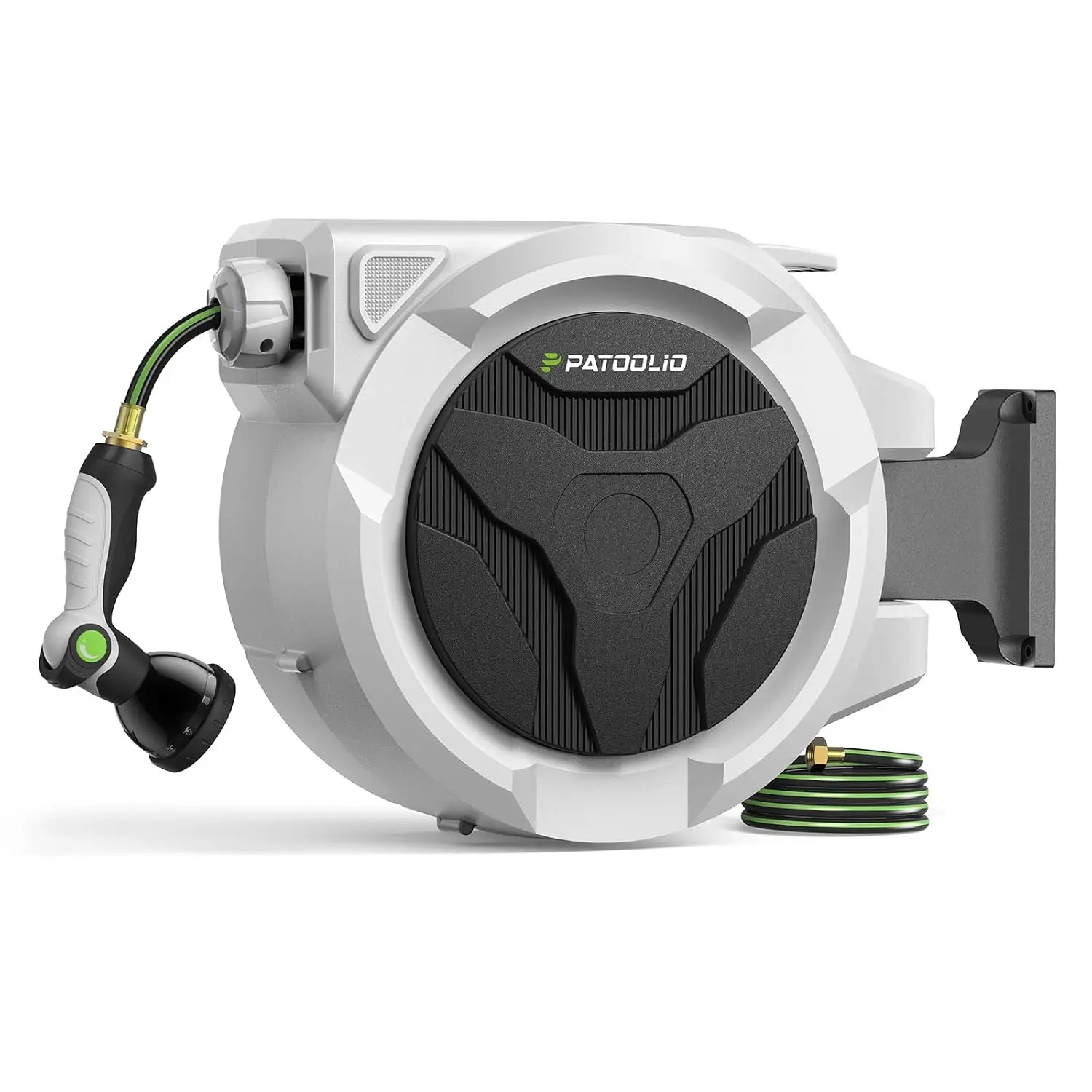 100 FT Retractable Garden Hose Reel for Large Yards, Heavy Duty Wall Mounted Water Hose Reel with Auto Slow Rewind, Any, Custom