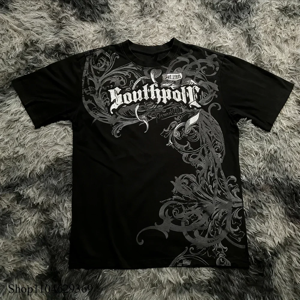 Summer Classic Y2K Gothic Style T-shirt Print Oversized T Shirt High Street Shirts Round Neck Cotton Tops Mens Women T Shirt Tee - Image 5